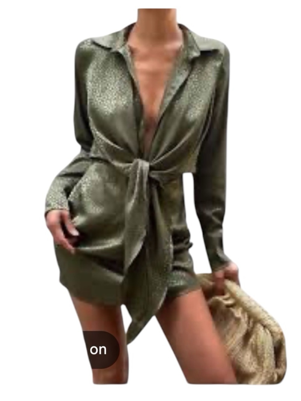 satin leopard tie-front shirt dress from the brand Runaway the label .